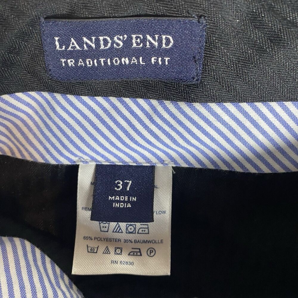 Lands End Pants Mens 34x31 Gray Traditional Fit Pleated Chinos Cuffed - Picture 4 of 7